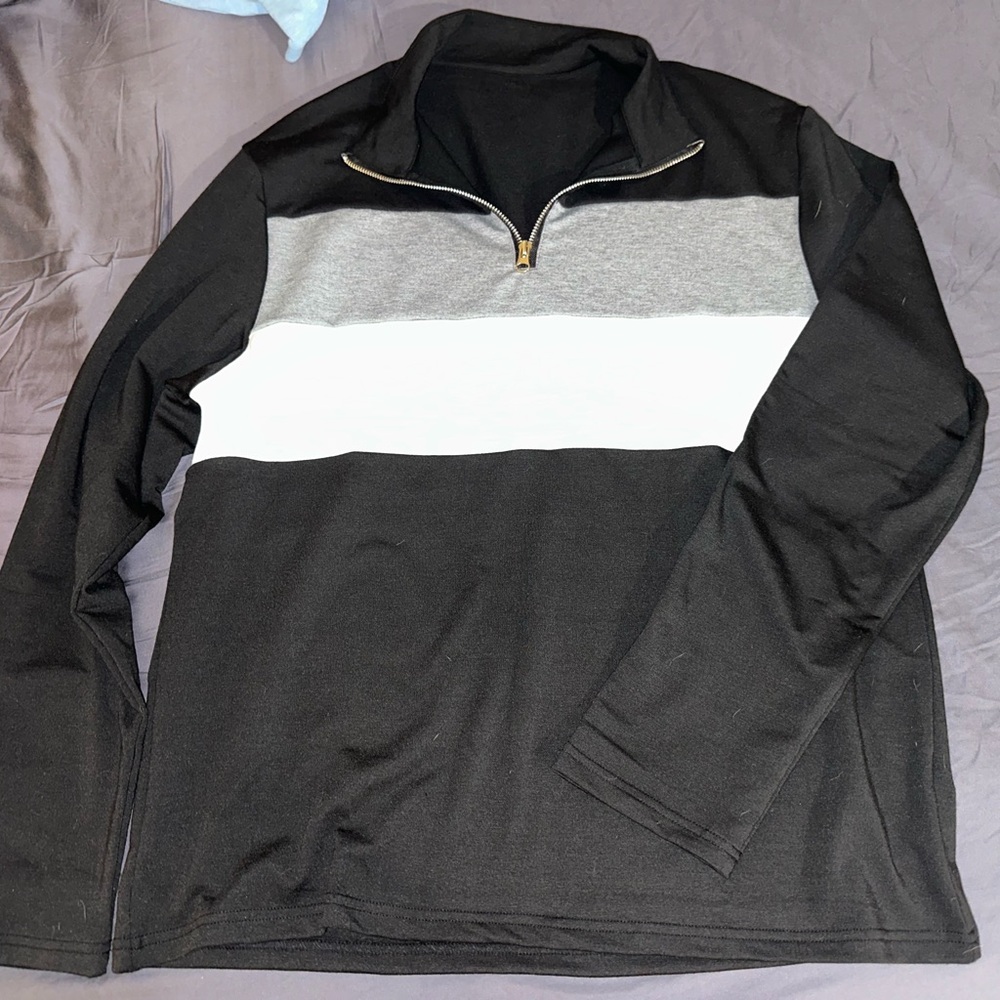 Black, Gray, and White Men's Sweater